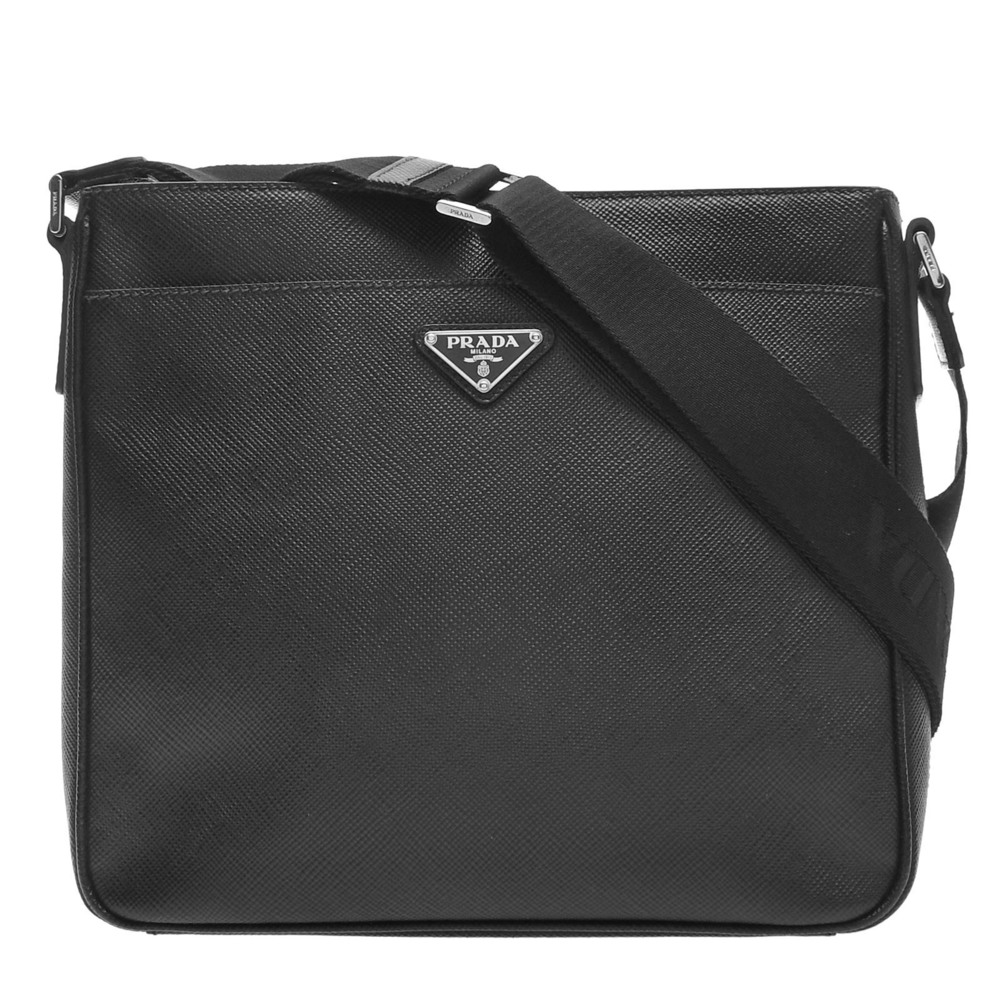 Prada Black Hardware Saffiano Shoulder Bag